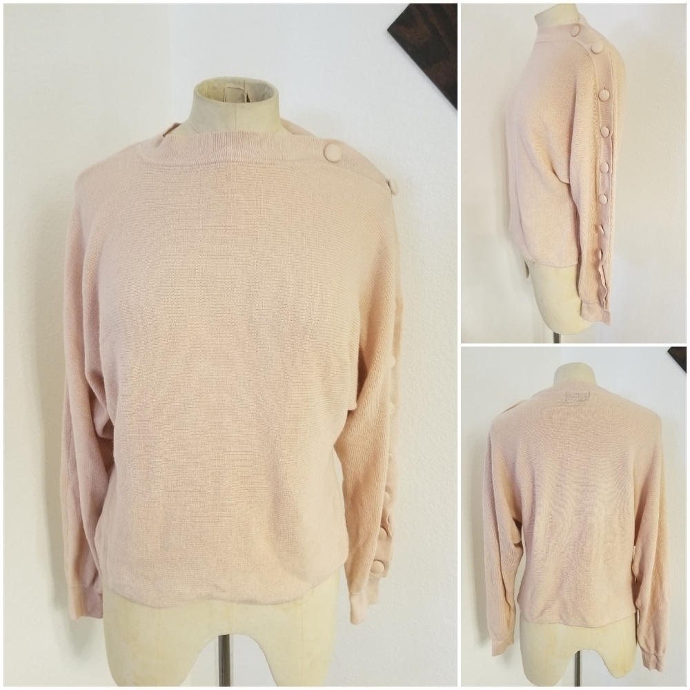 Majorelle Sz XS Sweater Top Button Sleeves Details Peach